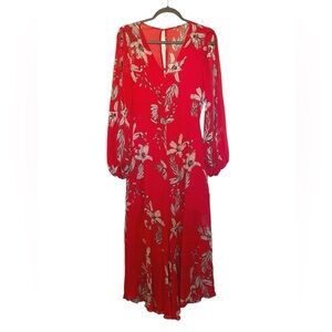 Maria Filo Vibrant Red Patterned Silk Jumpsuit